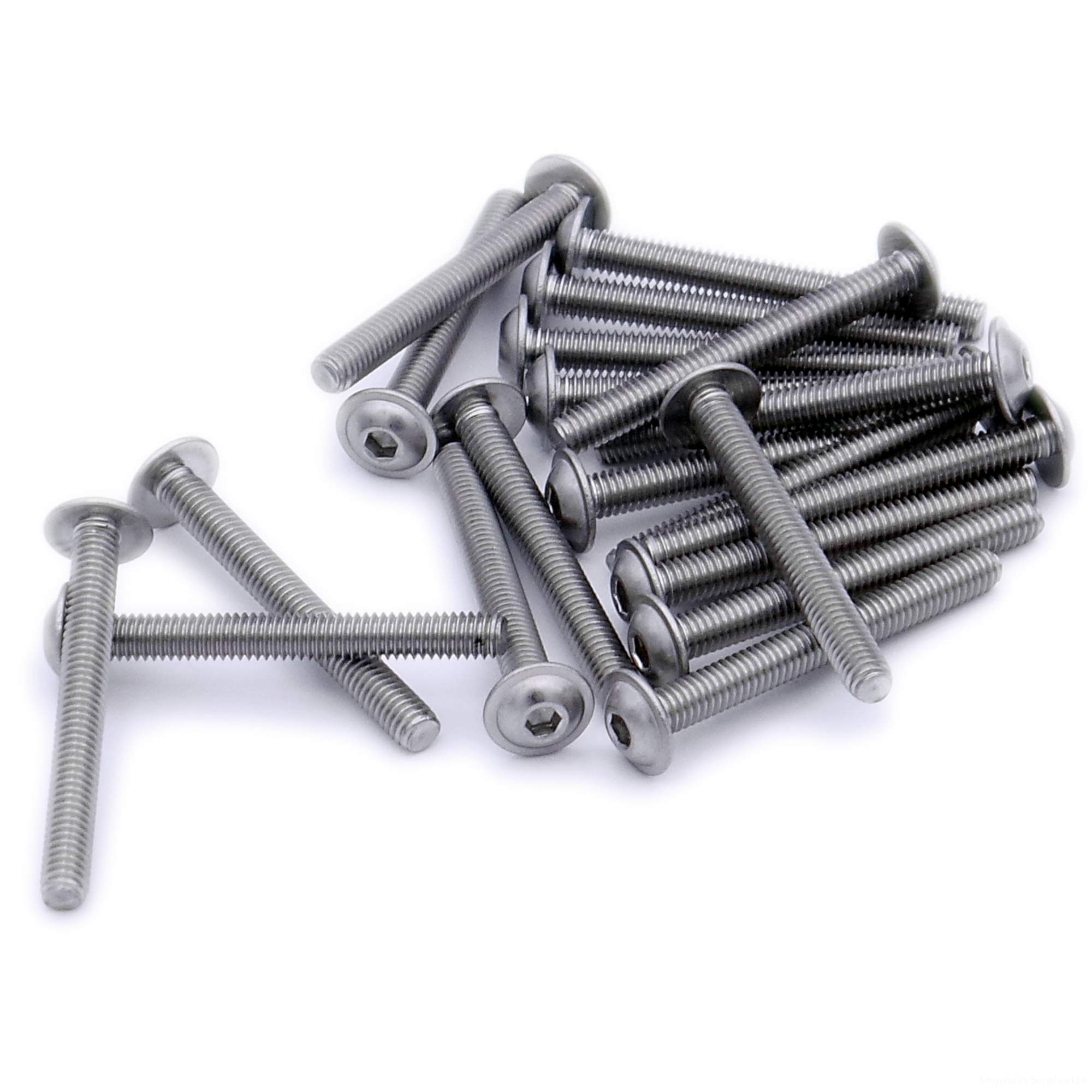 Singularity Supplies Silver M4 (4Mm X 18Mm) Flanged Hex Socket Button Machine Screw (Bolt) - Stainless Steel (A2) (Pack Of 20)