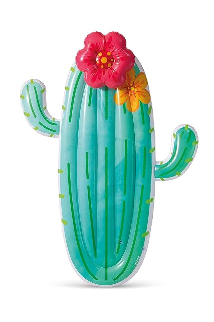 Intex, Colchoneta Hinchable, 130x28x180 cm, Diseño Cactus, Incluye Parche reparación, con 2 cámaras de Aire, Colchonetas de Piscina, Hinchables Playa, Juguete Agua, Flotador (58793)