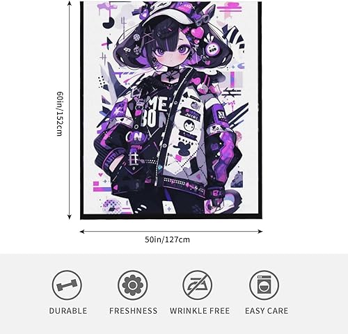 Miniatura 2 de QAKSHY Manta de animé de dibujos animados kawaii súper suave para niñas y mujeres, dormitorio, sala de estar, sofá, manta de viaje, decoración del