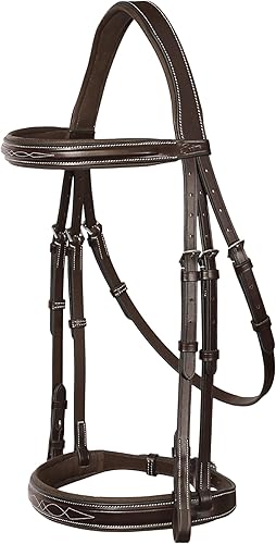 Exion - Brida de cazador acolchada suave con riendas forradas de goma de cuero con tope de mano, brida inglesa cazador para caballos  Brida inglesa
