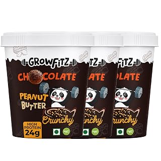 Growfitz CHOCO LAVA Peanut Butter | Indulgent Chocolate Taste | 24 g High Protein | Crunchy Peanut Butter Spread | No Palm Oil | No Added Sugar | Protein Rich, 800g - Pack of 3