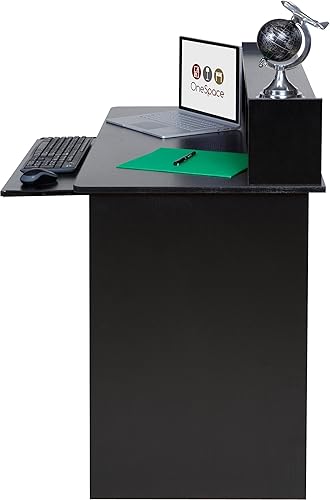 Miniatura 7 de OneSpace - Escritorio para computadora, Madera, Negro Negro -,Roble gris,Blanco,https://www.amazon.com/dp/undefined