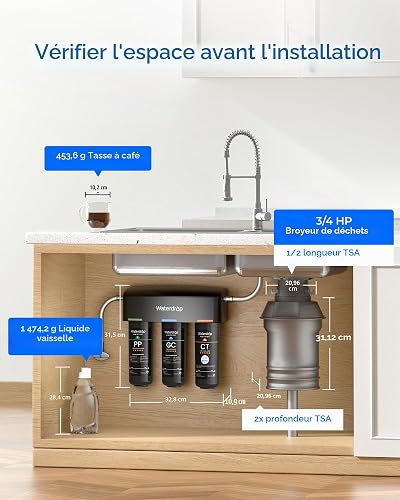 Waterdrop TSA Under Sink Water Filter System, 3-Stage High Capacity Water Filtration System, NSF/ANSI 42 Certified,Reduce PFAS, PFOA/PFOS, Reduce Lead, Chlorine, Bad Taste - 5