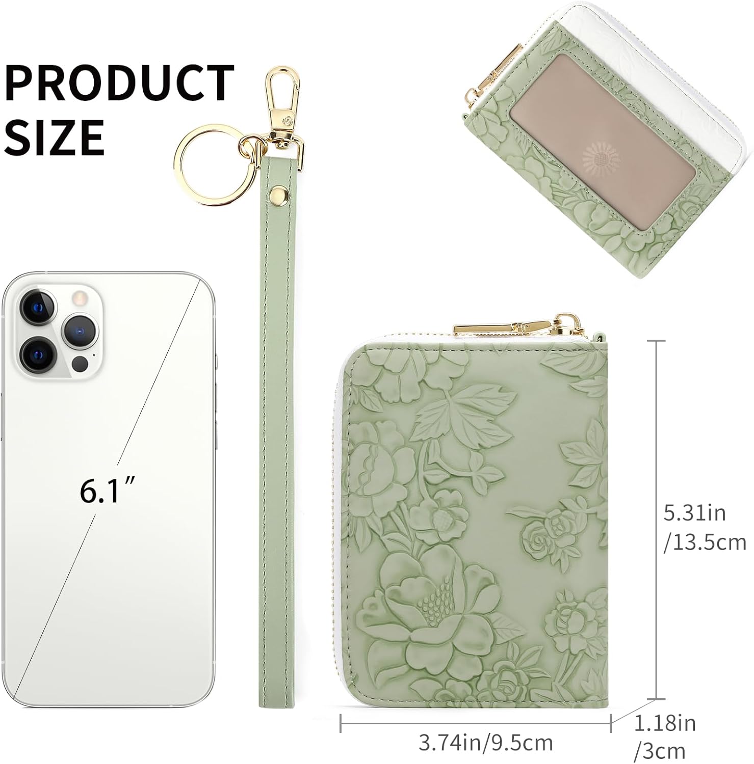 SENDEFN Credit Card Holder Wristlet Woman Wallets RFID Blocking Zipper Purse with ID Window - Image 4