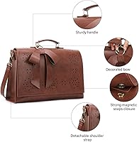 Vista 7 de ECOSUSI Maletín para mujer, de piel vegana, para el trabajo, bolso de hombro para computadora con lazo desmontable