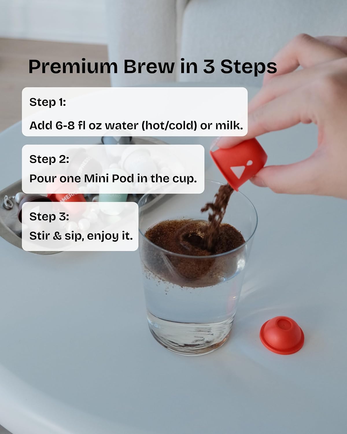 Yum!Brew Instant Jasmine Americano Coffee – Freeze-Dried Yunnan Arabica | 12 Servings | Floral & Smooth | Hot or Cold Brew | No Sugar | Low Calorie | Mini Travel Pods