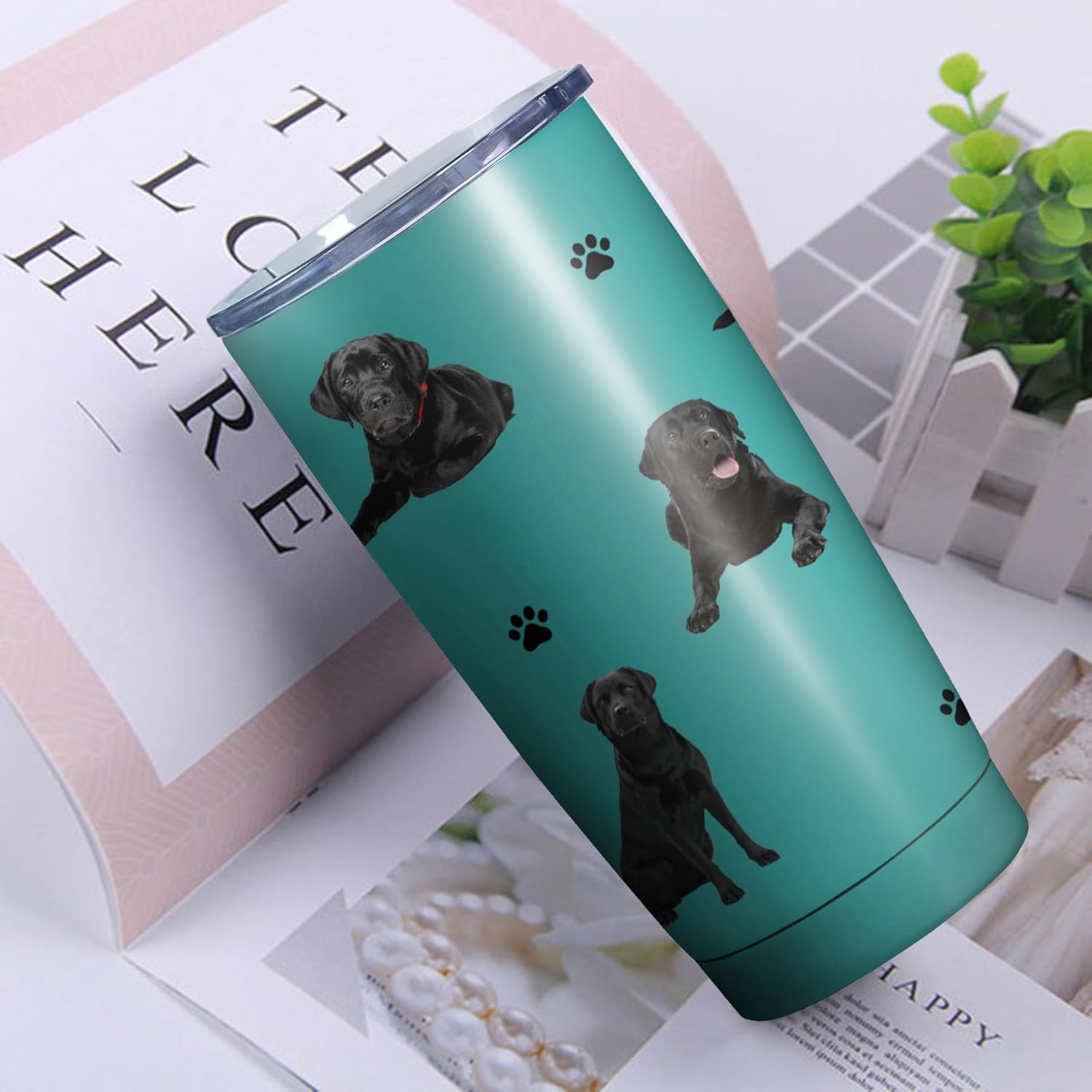 Labrador Retriever Dog Tumbler Stainless Steel Insulated Travel Coffee Cups with Lid and Straw,Ideal Memorial Gift for Dog Dad/Mom,20oz - Image 2