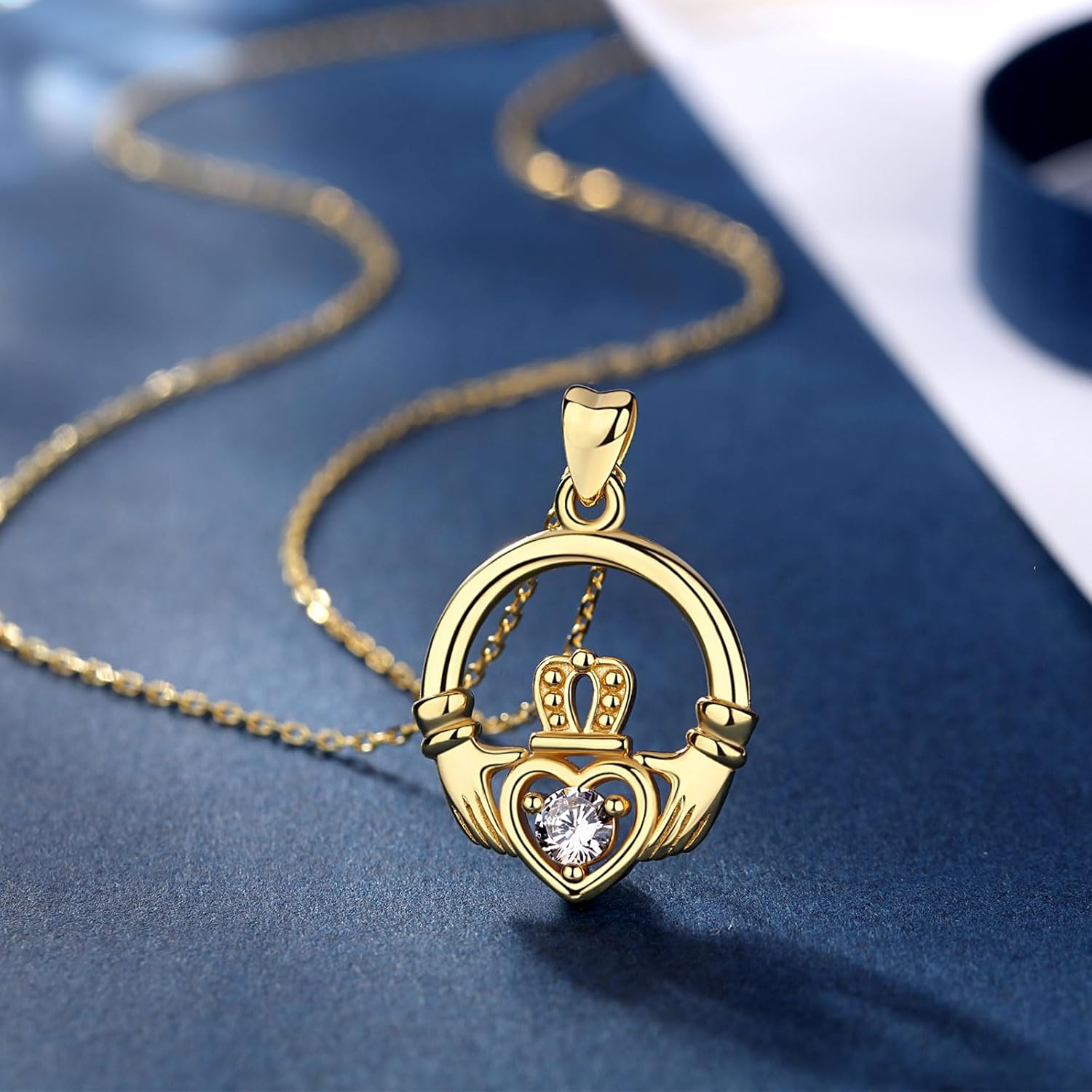 INFUSEU Sterling Silver Irish Jewelry, Celtic Claddagh Witches Knot Necklace for Women Teen Girls - Image 2