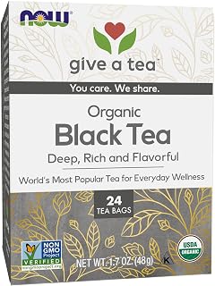NOW Foods, Give a Tea™ Organic Black Tea, Robust, Rich Flavor with Naturally Occurring Caffeine, 24-Count