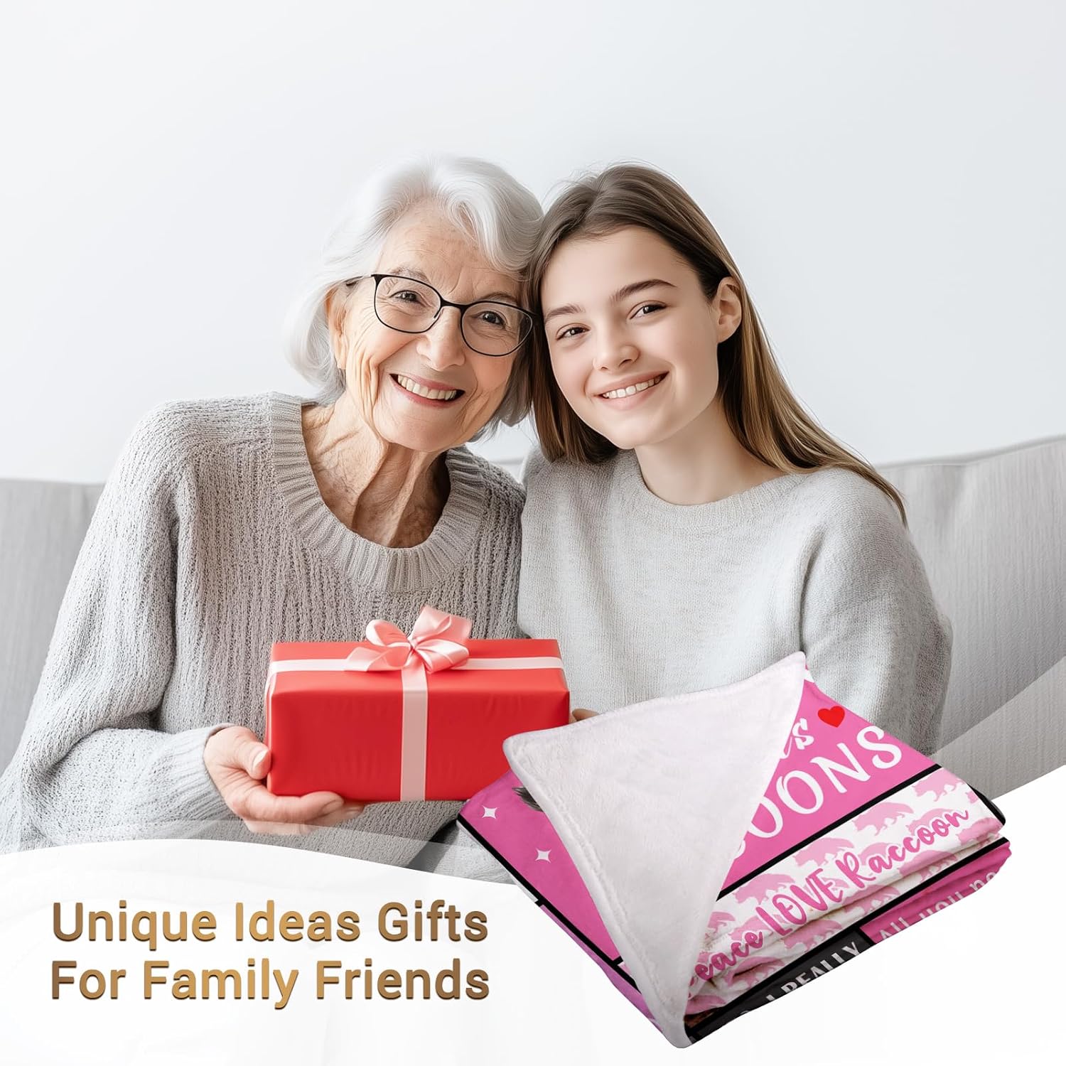 Jekeno Raccoon Gifts Blanket for Women Girls Mom Birthday Christmas Raccoon Print Presents Decor Home Bedroom Living Room Sofa Couch Soft Cozy Plush Throw for Kids Teen Adults 50"x60"