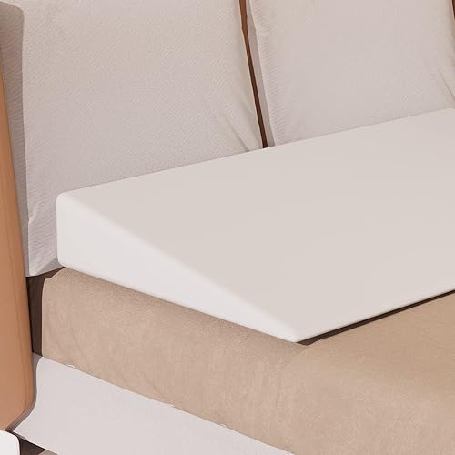 LILYPELLE Cubrecolchón inclinado para cama de 7.5 pulgadas, almohada de cuña de espuma inclinada con funda lavable, cubrecolchón de cuña para