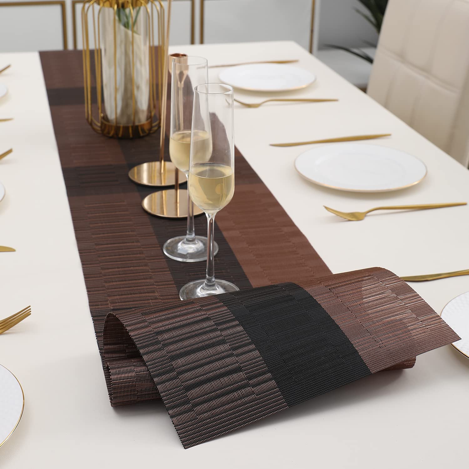 HOKIPO PVC Table Runner 30x180 cm (AR4162),Brown 1
