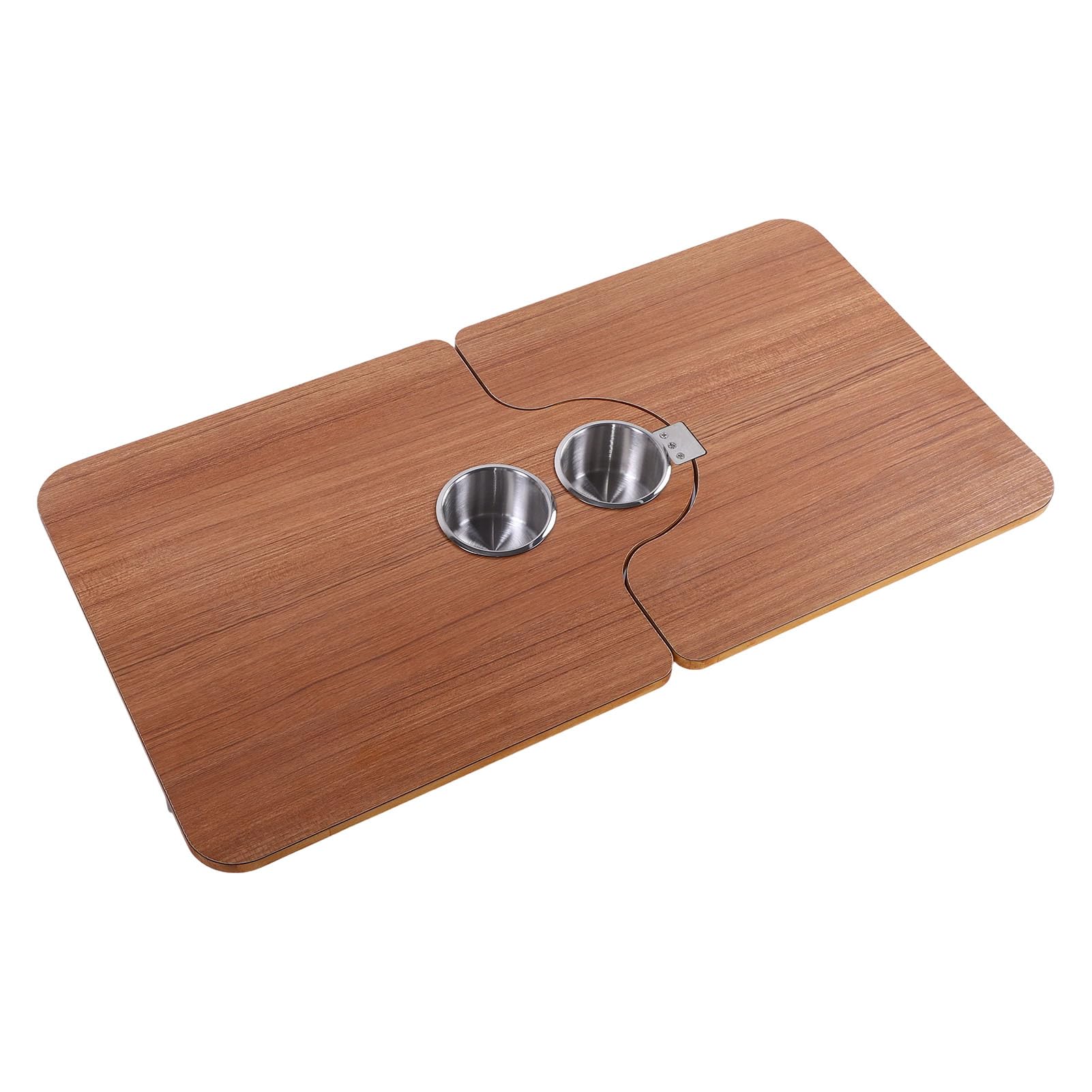 Haofy Piano Tavolo per Barca Pieghevole in Legno Massello 750x395 Mm con 2 Portabicchieri in Acciaio Inossidabile per Lavori di Ristorazione su Yacht per