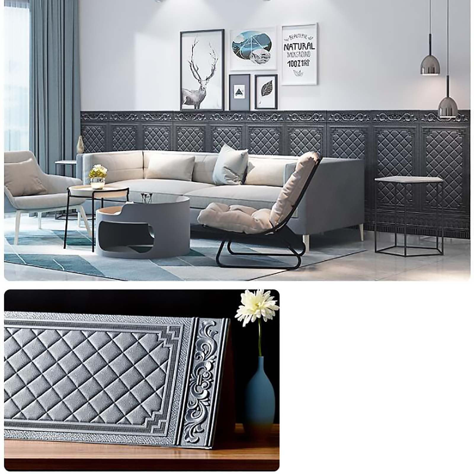 Papel Pintado De Ladrillo 3D 70x90cm 10 Piezas Azulejos De Pared Autoadhesivos para Bricolaje,Paneles De Pared 3D para Decoración del Hogar,Espesor 3 Mm,para Oficina,Sala De Estar,Dormitorio,Bl