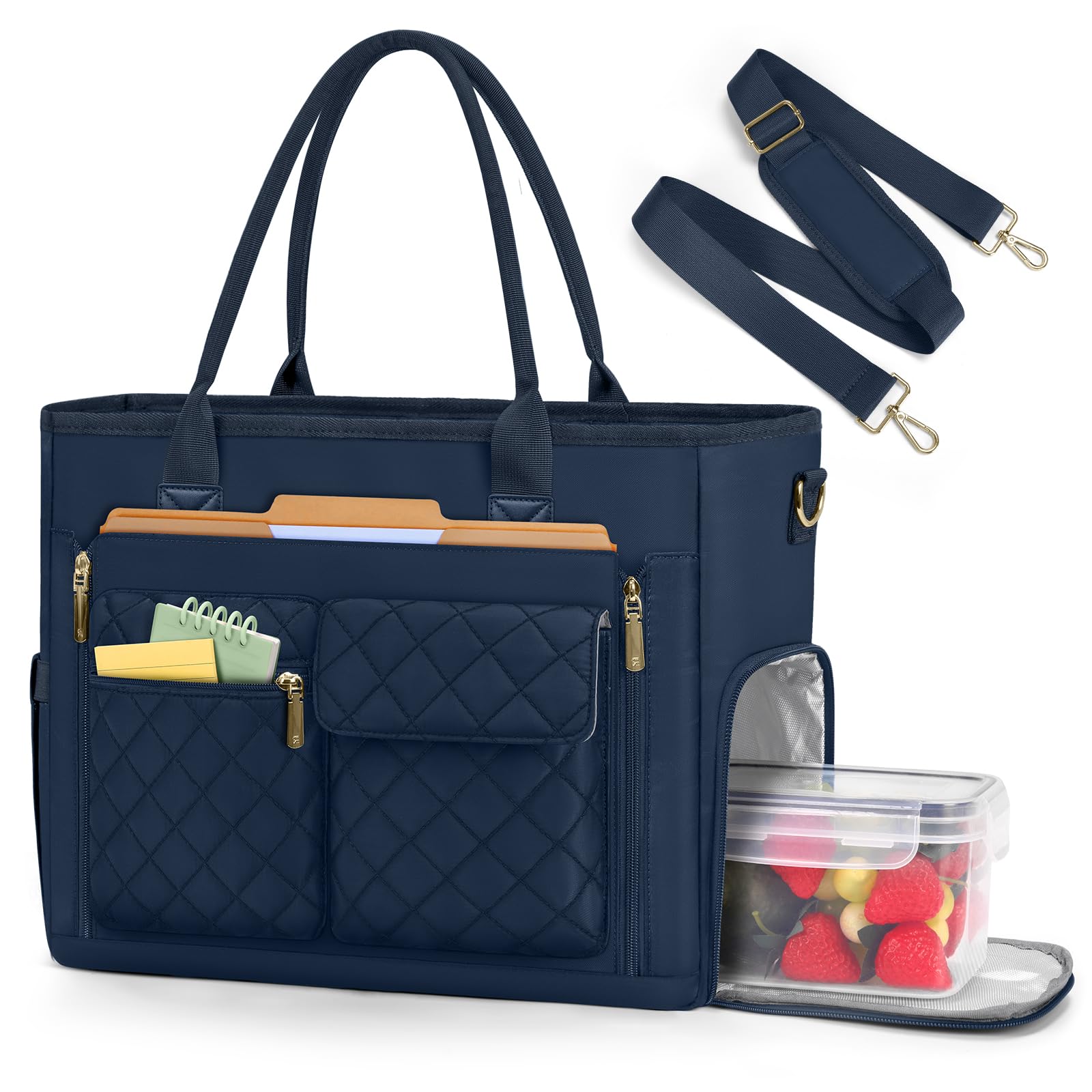 RAINSMORE Teacher Work Bag Laptop Bag with Lunch Compartment 15.6 Inch Laptop Tote Bags for Women Ladies Laptop Handbag for Nurses Office College Black — view 10