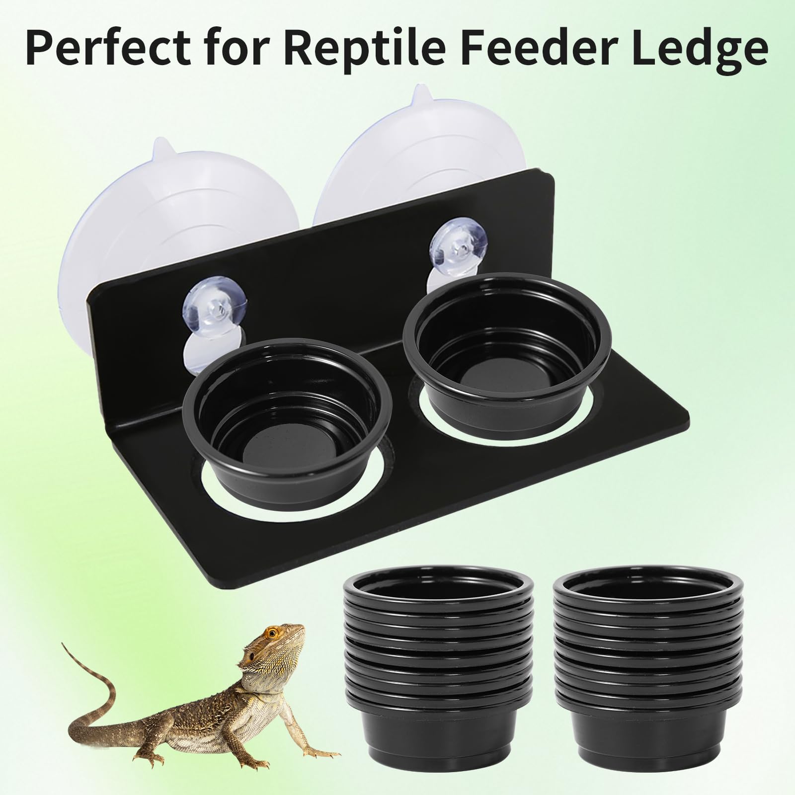 SLSON 100Pcs 0.5oz Gecko Feeding Cups Reptile Food and Water Black Feeding Dish for Lizards, Tortoise,Bearded Dragon Crested Gecko Feeding Bowls for Small Pet Ledge Accessories - 5