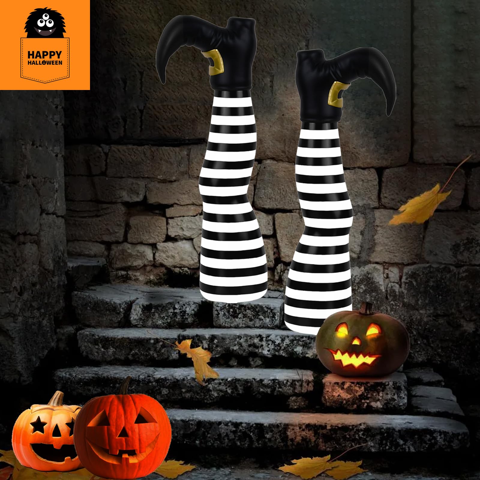 1 paire de pieds de sorcière d'Halloween à l'envers, accessoires de jardin pour décoration intérieure et extérieure