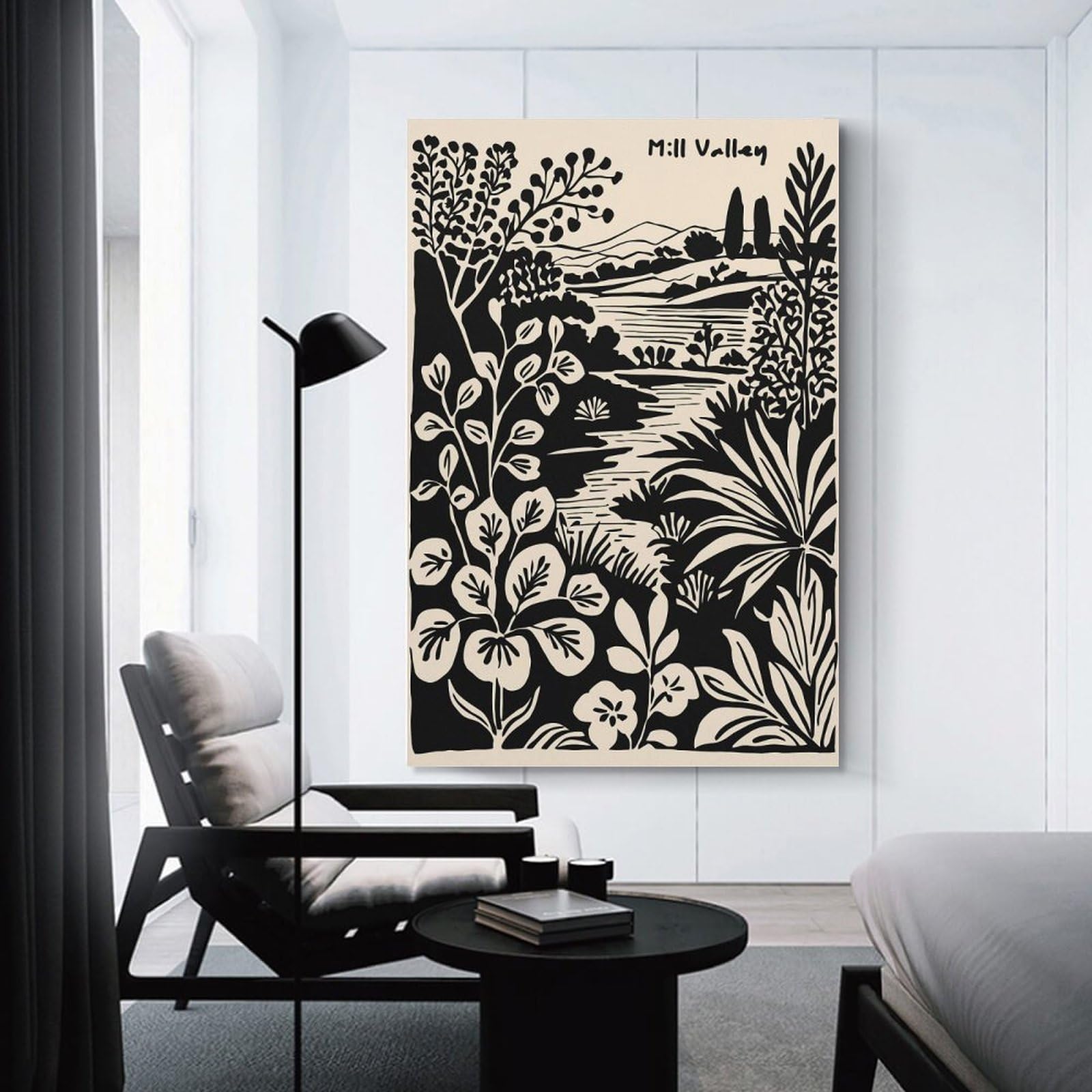 Junmoney Mill Valley Landscape Illustration Canvas Wall Art, 24x36inch(60x90cm), for Entrance Walls, Hall Decor Or Foyers, Wall Decor to Refresh Empty Corners