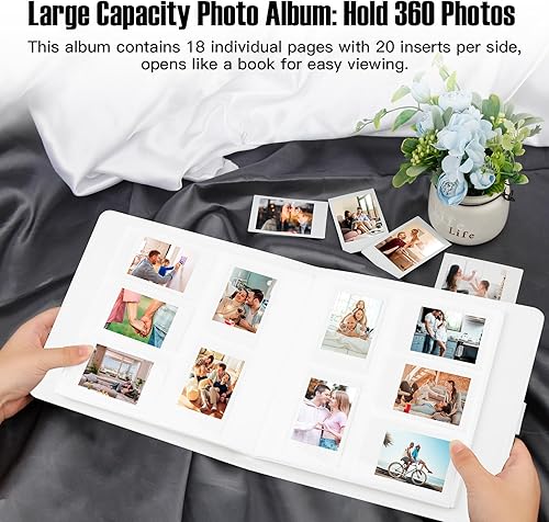 Miniatura 6 de Álbum de fotos de 360 bolsillos para cámara instantánea Fujifilm Instax Mini 12 11 9 40 90 8 Evo LiPlay, cubierta de cuero, álbum de fotos de 2 x 3