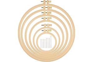 6 Pcs Round Cross-Stitch Hoops for Diverse Stitching Projects