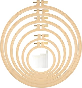 6 Pcs Embroidery Hoop 6 Size, Round Plastic Cross Stitch Hoop with 16 Needles (3.6In to 10.7 in), Small Embroidery Hoop, Cross Stitch Hoops and Frames, Suitable for Embroidery, Craft Sewing