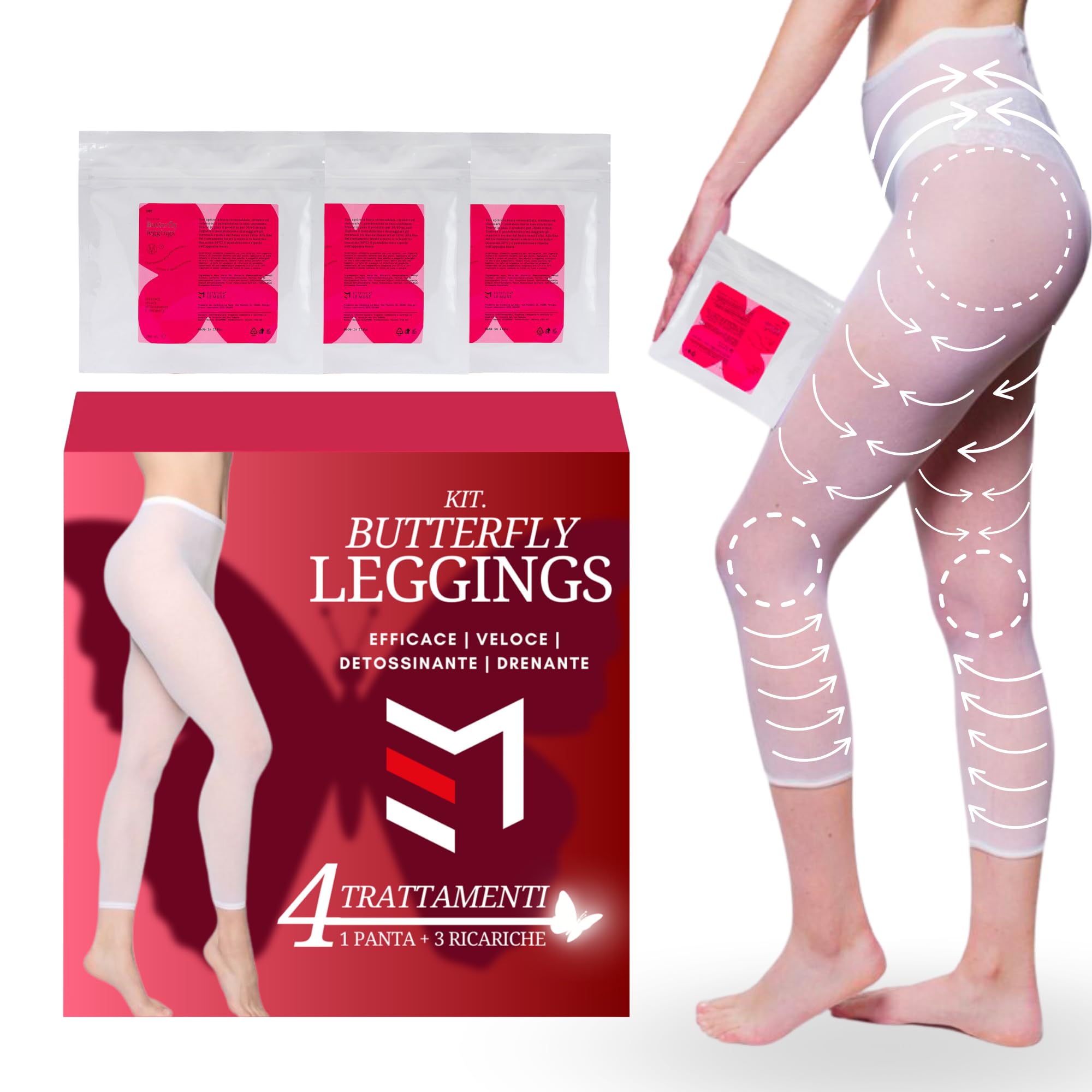 Leggings Drenanti Kit 4 Trattamenti Anticellulite | Trattamento cosmetico per gambe e glutei con effetto drenante e tonificante.