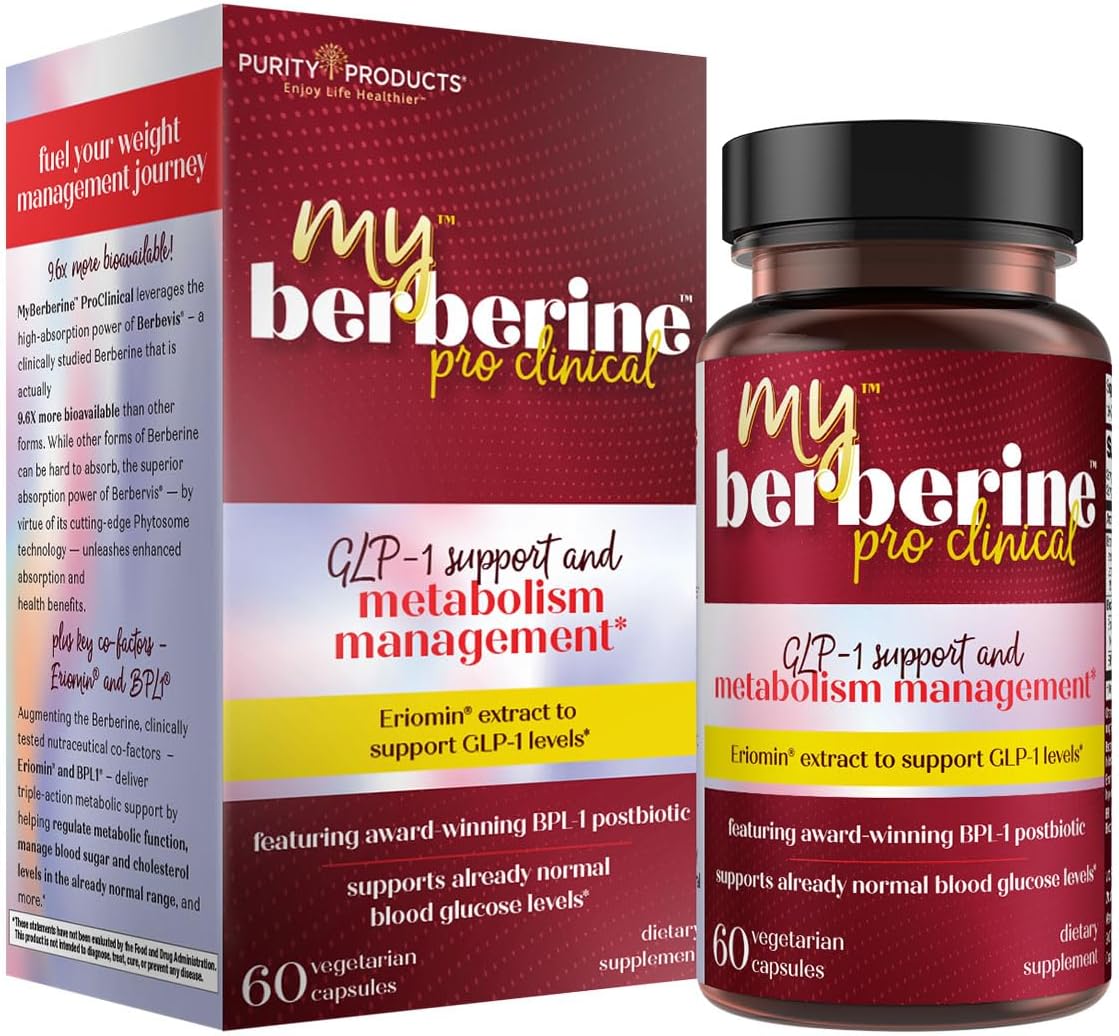 Purity Products MyBerberine ProClinical 9.6X More Bioavailable Than Ordinary Berberine - GLP-1 Support - 60 Vegetarian Capsules
