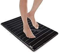 Vista 8 de MICRODRY Tapete de baño de espuma viscoelástica extra grueso, moderno, con infusión de carbón, base antideslizante GripTex, absorbente, de fácil Azul