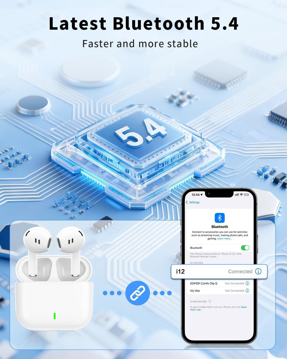 Wireless Earbuds, Bluetooth 5.4 HiFi Stereoin Ear Headphones with 4 ENC Noise Cancelling Mics,48H Playtime Bluetooth Earbuds,Touch Control Ear Buds,IPX8 Waterproof Wireless Headphones for Android/iOS - 3