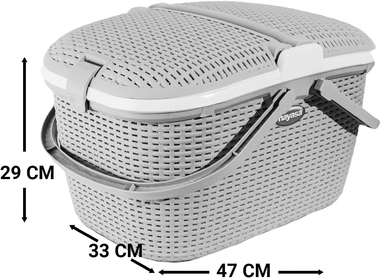 Hamlock Basket Multipurpose basket for Storage Picnic Baskets | Multiutility Travelling Box (SH) (Ivory)