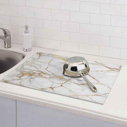 Miniatura 6 de Tapete de café de mármol de goma absorbente para secado de platos para mostrador de cocina, accesorios de barra de café, 16 x 24 pulgadas