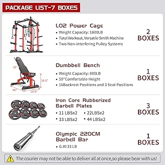 XGSW XINGESIWR Power Cages Multi-Purpose Squat Rack with Cable Crossover System, Matching Weight Bench, Olympic Barbell Weight Set for Garage and Home Gyms