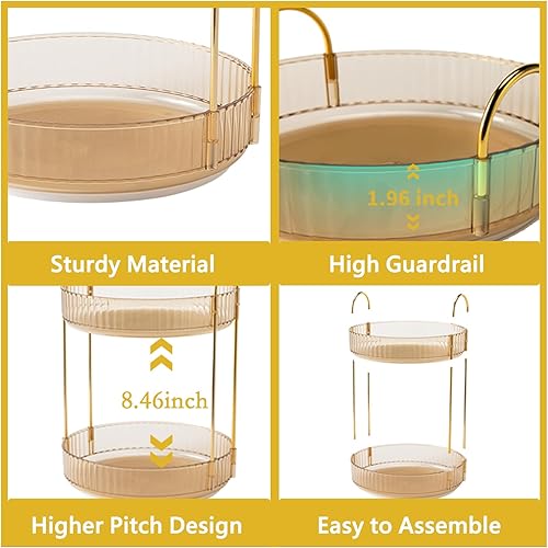 Miniatura 16 de Organizador de maquillaje giratorio de 360 grados para tocador, organizadores de cuidado de la piel de 2 niveles de gran capacidad, organizador