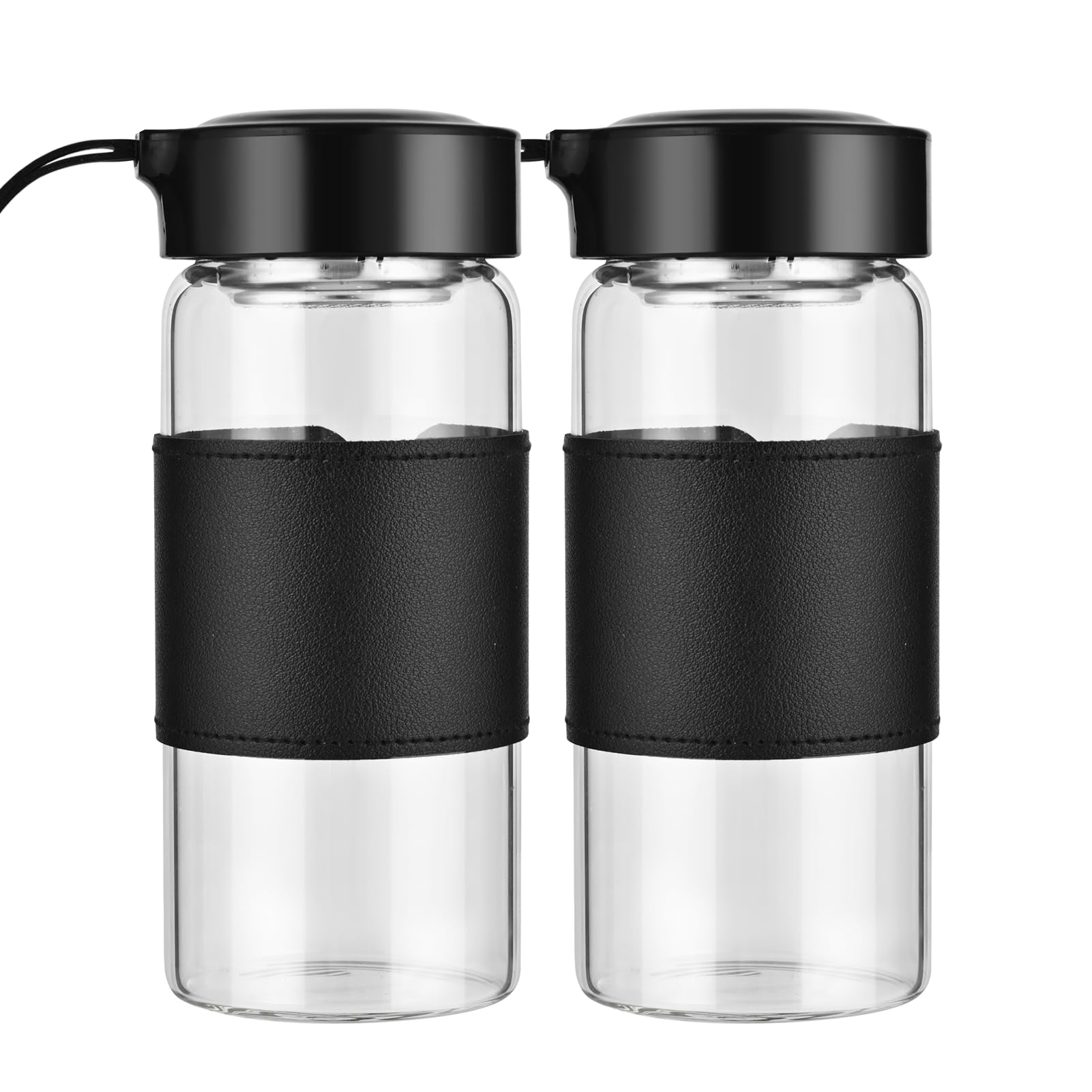 BNCWCQZ Small Glass Shaker Bottle, 2 Pack 16oz BPA Free Odorless Shaker Bottle with 304SS Mixing Ball and Removable Cleaning Brush for Fitness &