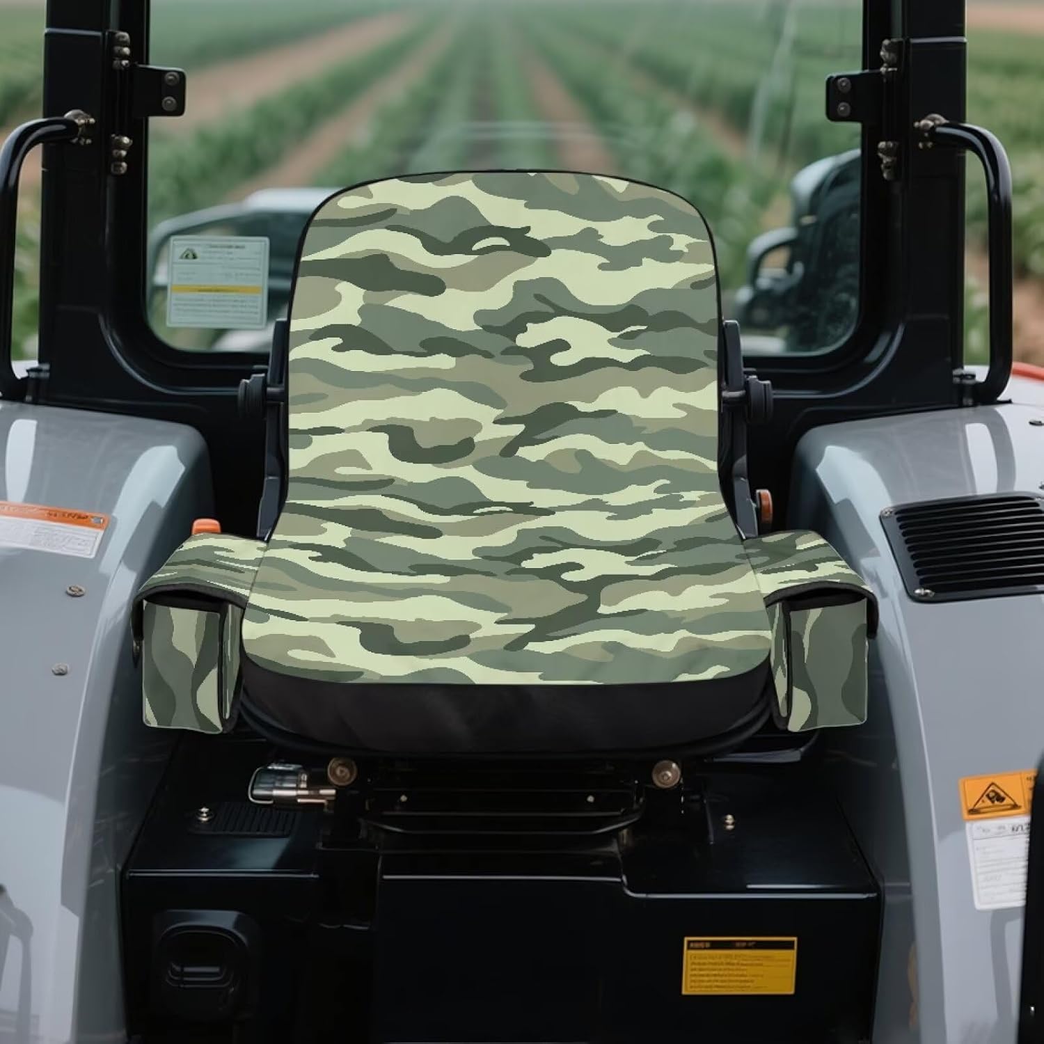 Bulopur Green Camouflage Tractor Seat Cover Protector All Weather Universal Riding Lawn Mower Seat Cover Fit for Craftsman Cub Cadet John Deere