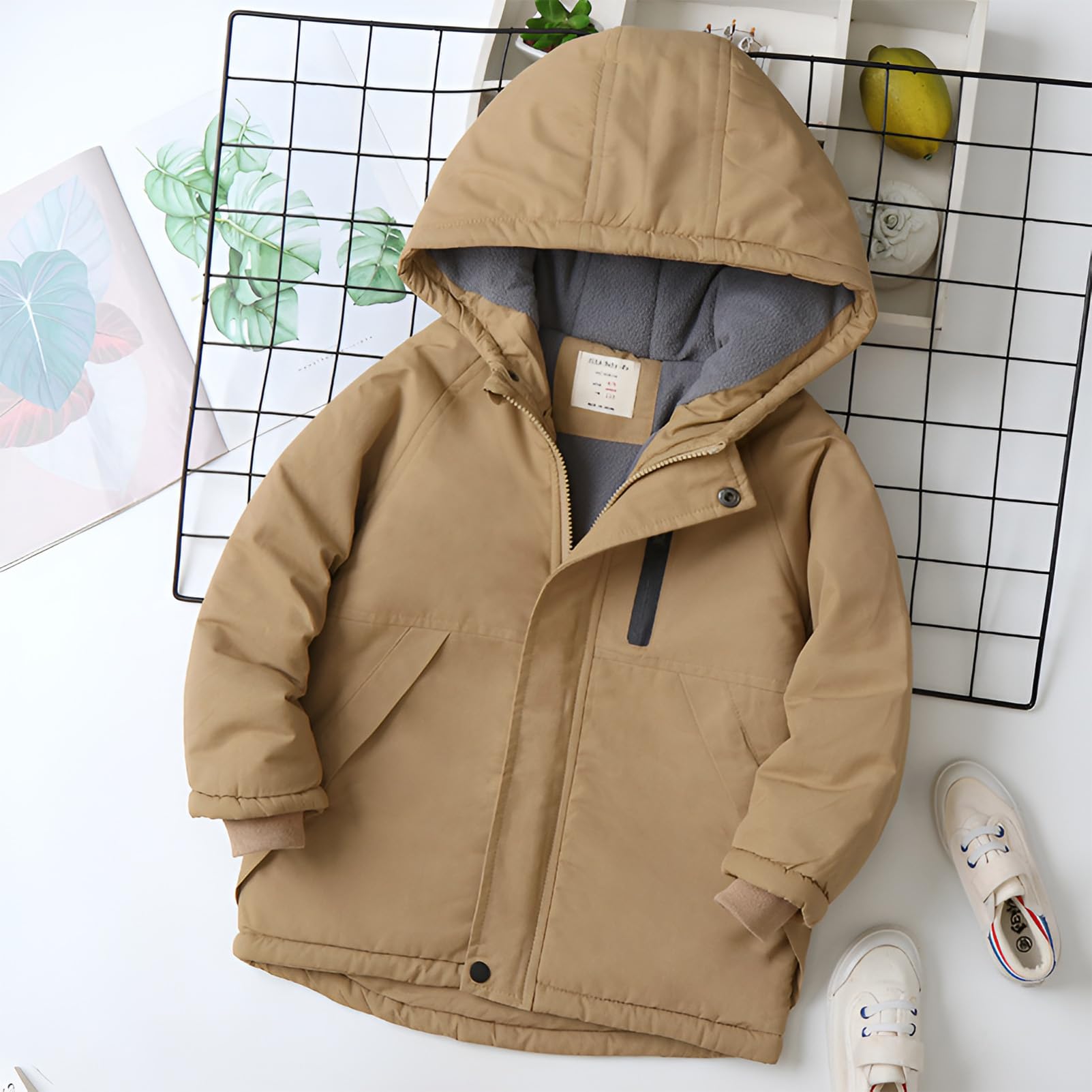 amropi Chaqueta de Forro Polar para Niños Abrigo con Capucha Invierno Parka Jacket para 3-11 años