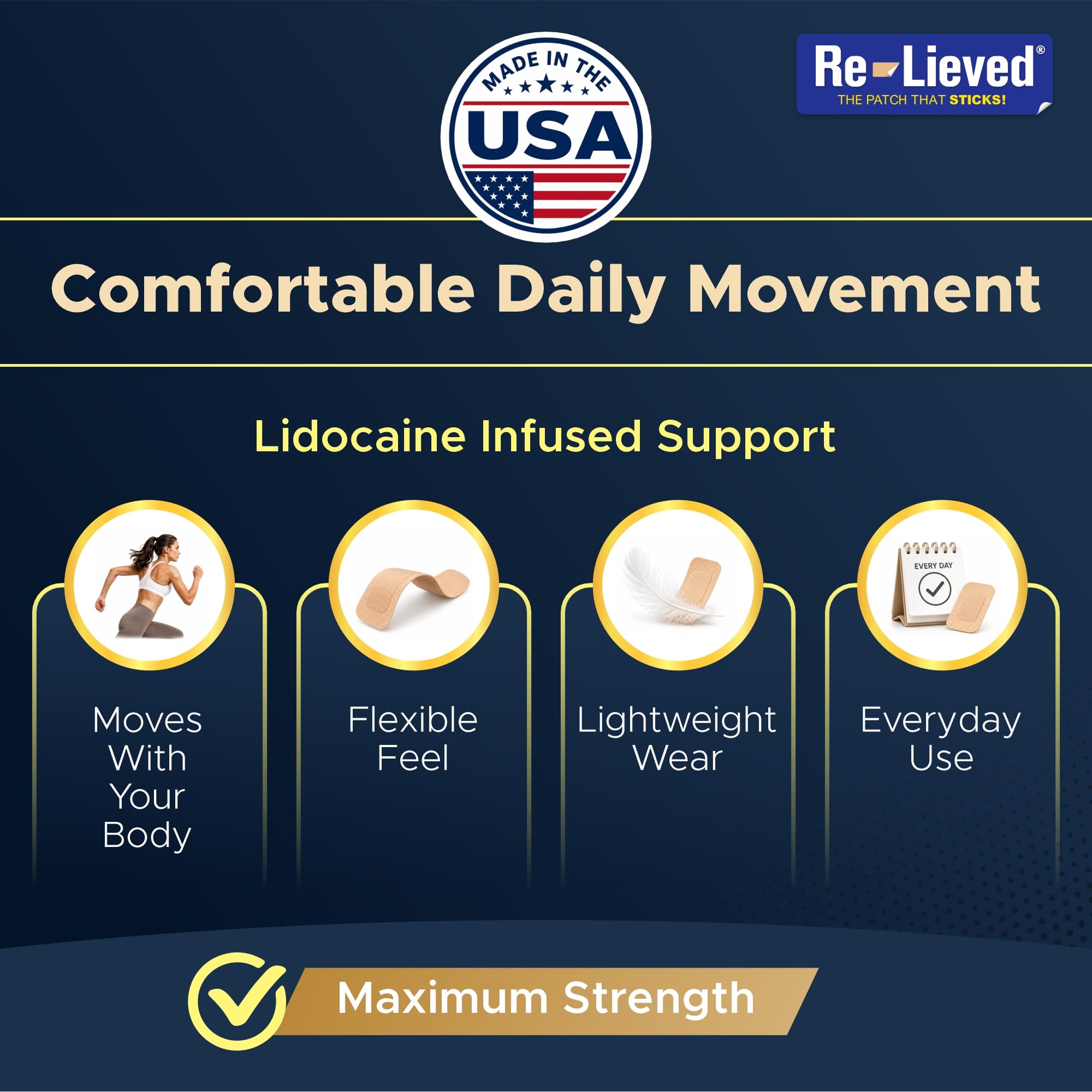 Re-lieved 4% Lidocaine Topical Pain Relief Patches, Max Strength, 20 Count — Amazon image 6
