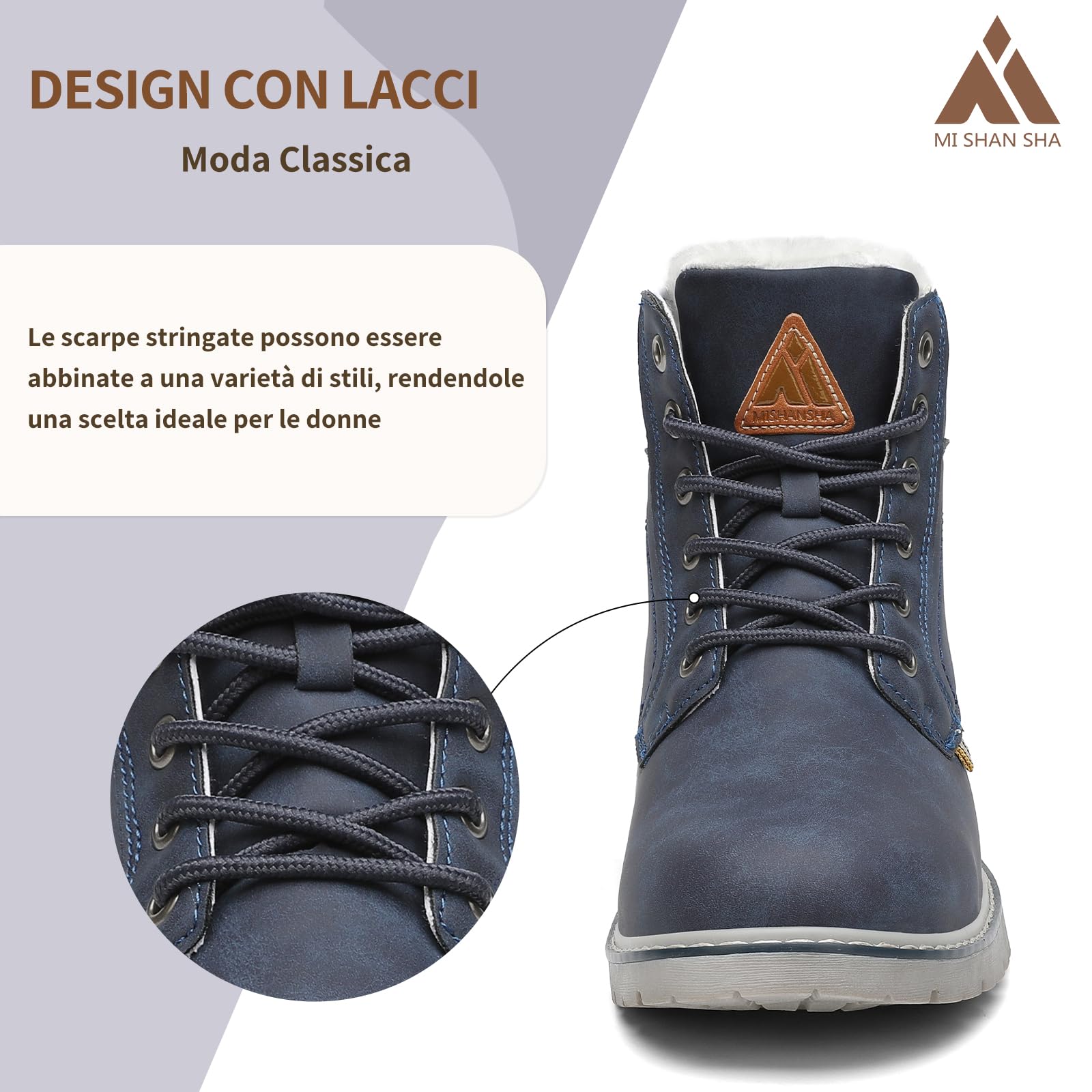 Mishansha Stivali Donna Invernali Caldo 36-42 EU | Scarpe da Neve, Scarponcini, Antiscivolo, Imbottiti, Comode, Trekking, Escursionismo, Spostamenti Quotidiani