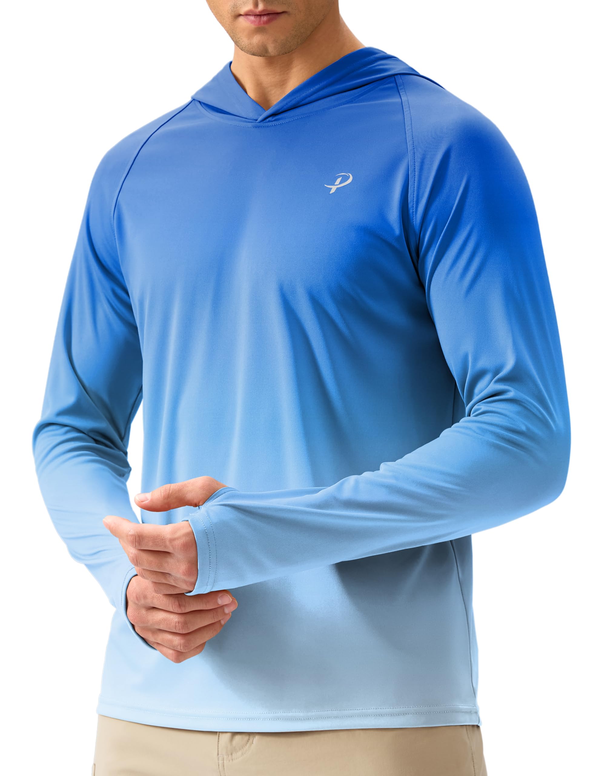 Pudolla Men's Sun Protection Hoodie Shirts UPF 50+ Rash Guard SPF Long Sleeve Fishing Shirt for Men Swim Hiking Boating