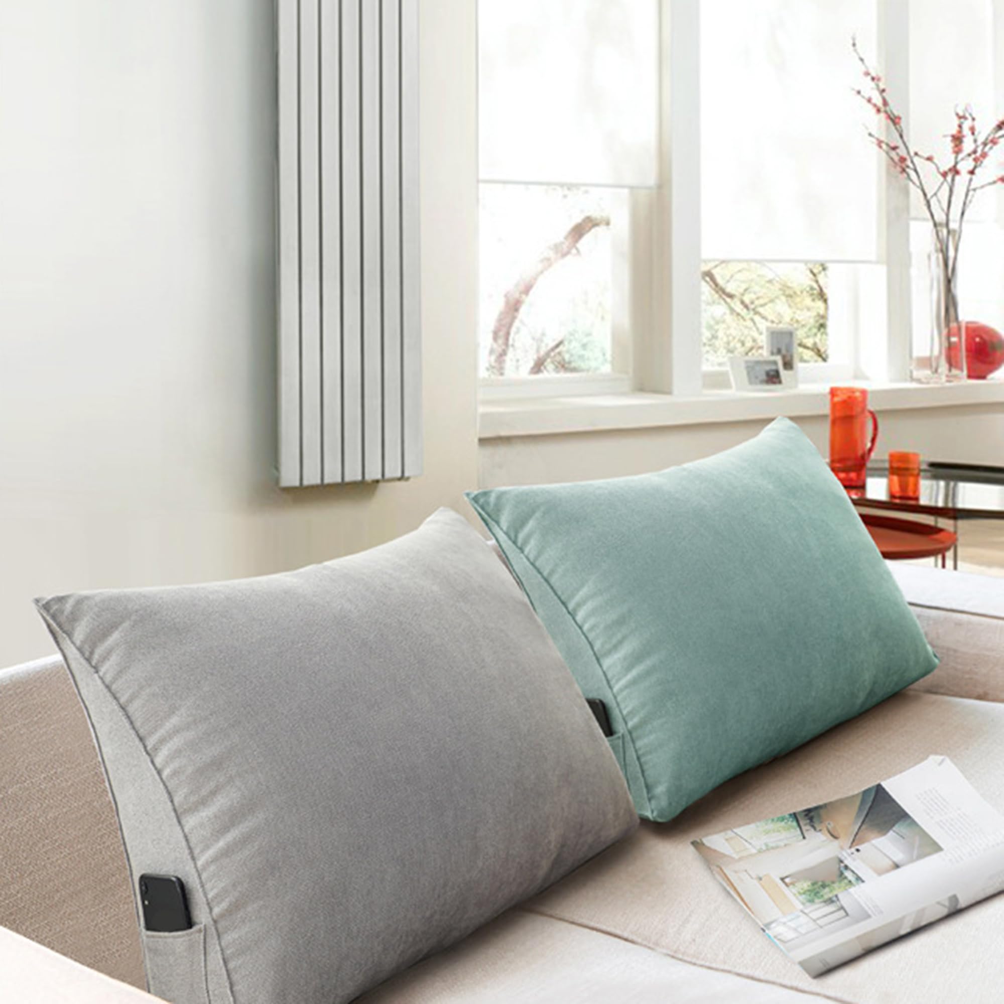 XANAYXWJ Cuscino per Schienale Triangolare per testiera e Lettura Cuscino di Supporto Lombare per Divano e Ufficio 60x50x20 cm Grigio Confortevole Arredamento per la casa ergonomico