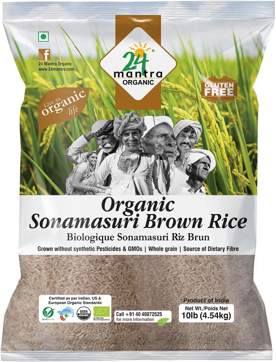 Organic Brown Sonamasoori Rice - 10 Lbs