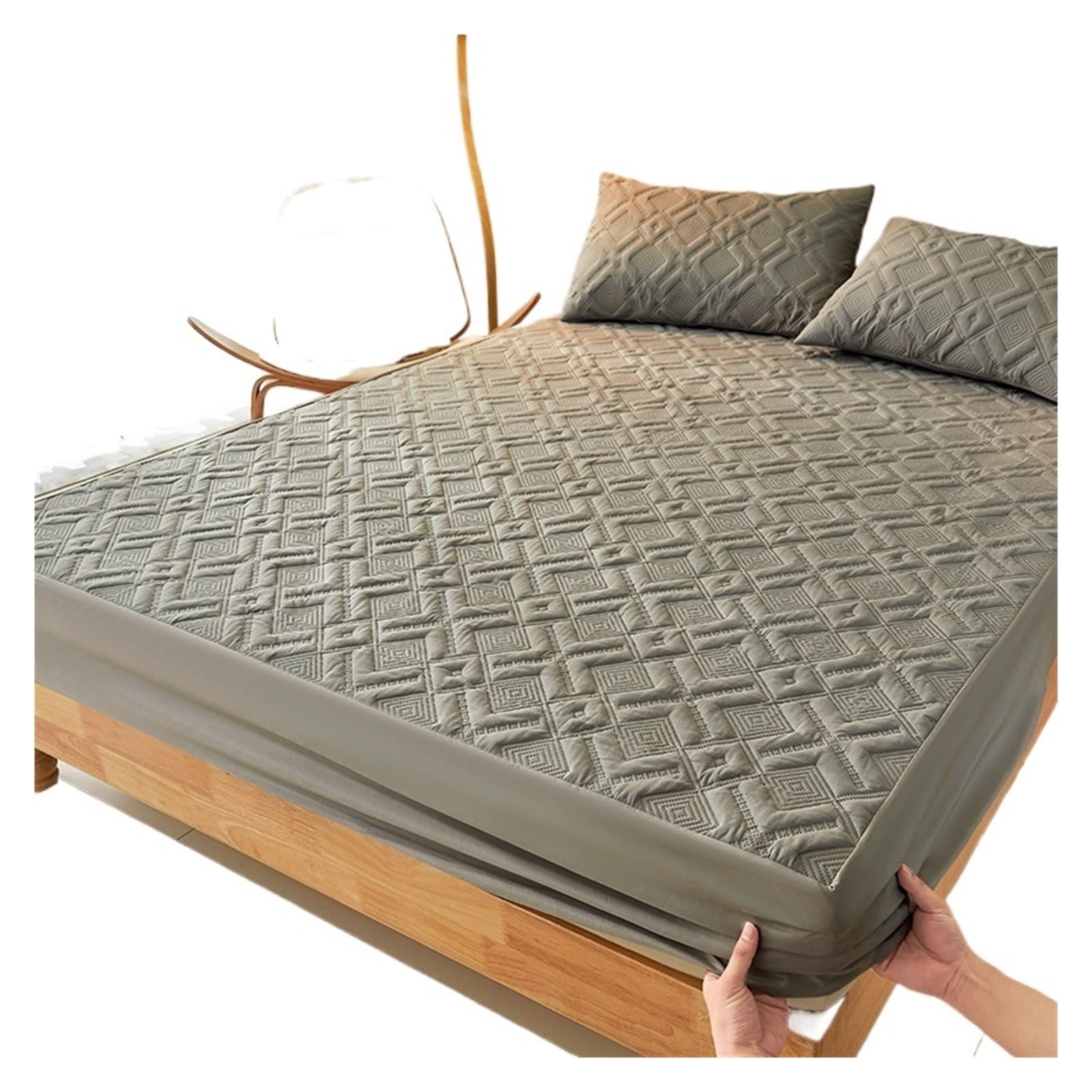 Protège-matelas 100x200x30cm imperméable drap-housse matelassé gris