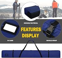 AUMTISC Sízsák Snowboard Táska Párnázott Sífelszerelés Szállító Táska Állítható Fogantyúval Kék 170x185 cm 4