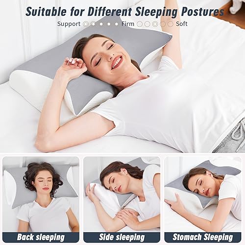 Miniatura 4 de Almohadas ortopédicas ergonómicas para el dolor de cuello y hombro apnea del sueño mejor dormir espuma viscoelástica soporte profundo cervical