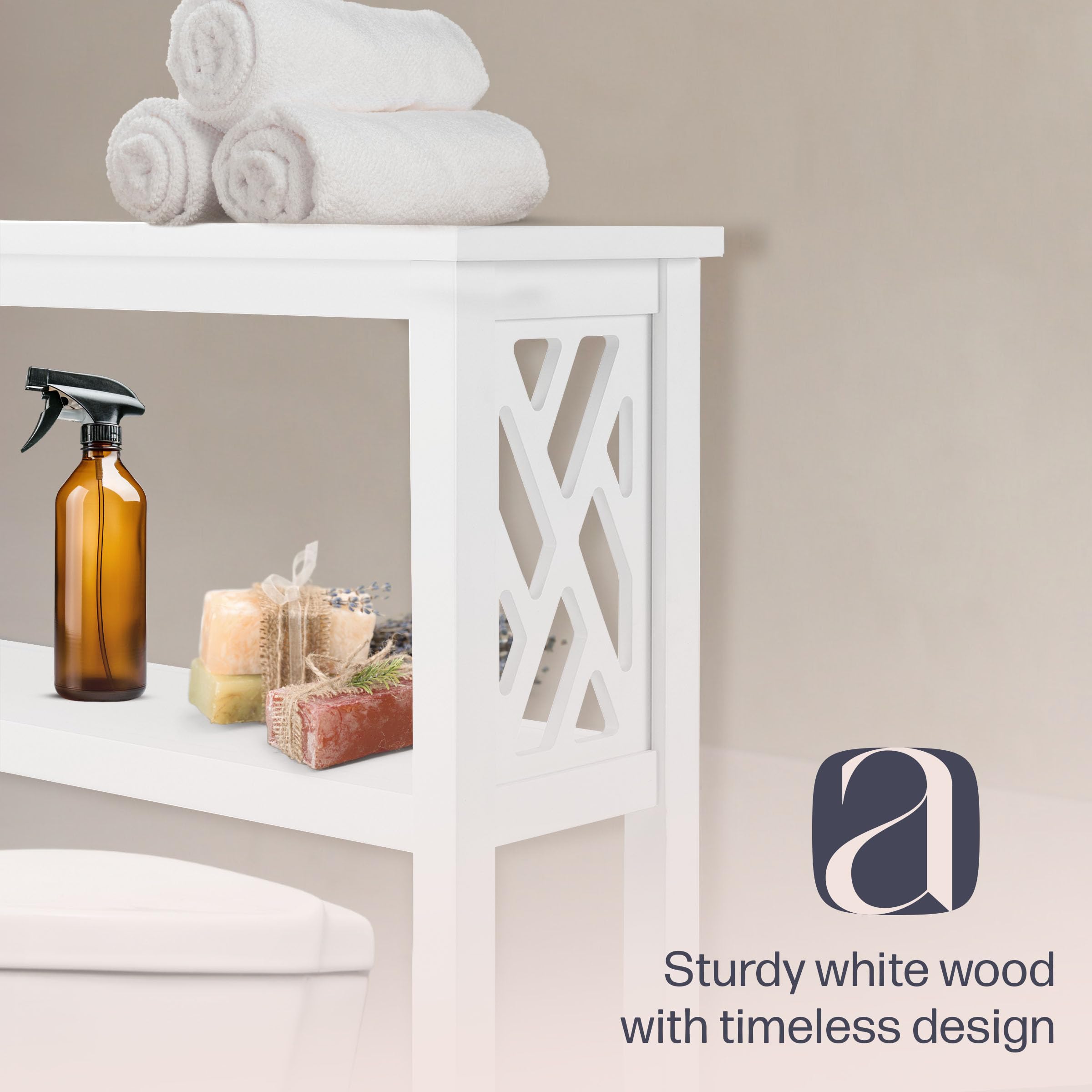 Coventry - Estante Alto De Almacenamiento Para Baño, Madera Blanca, 16