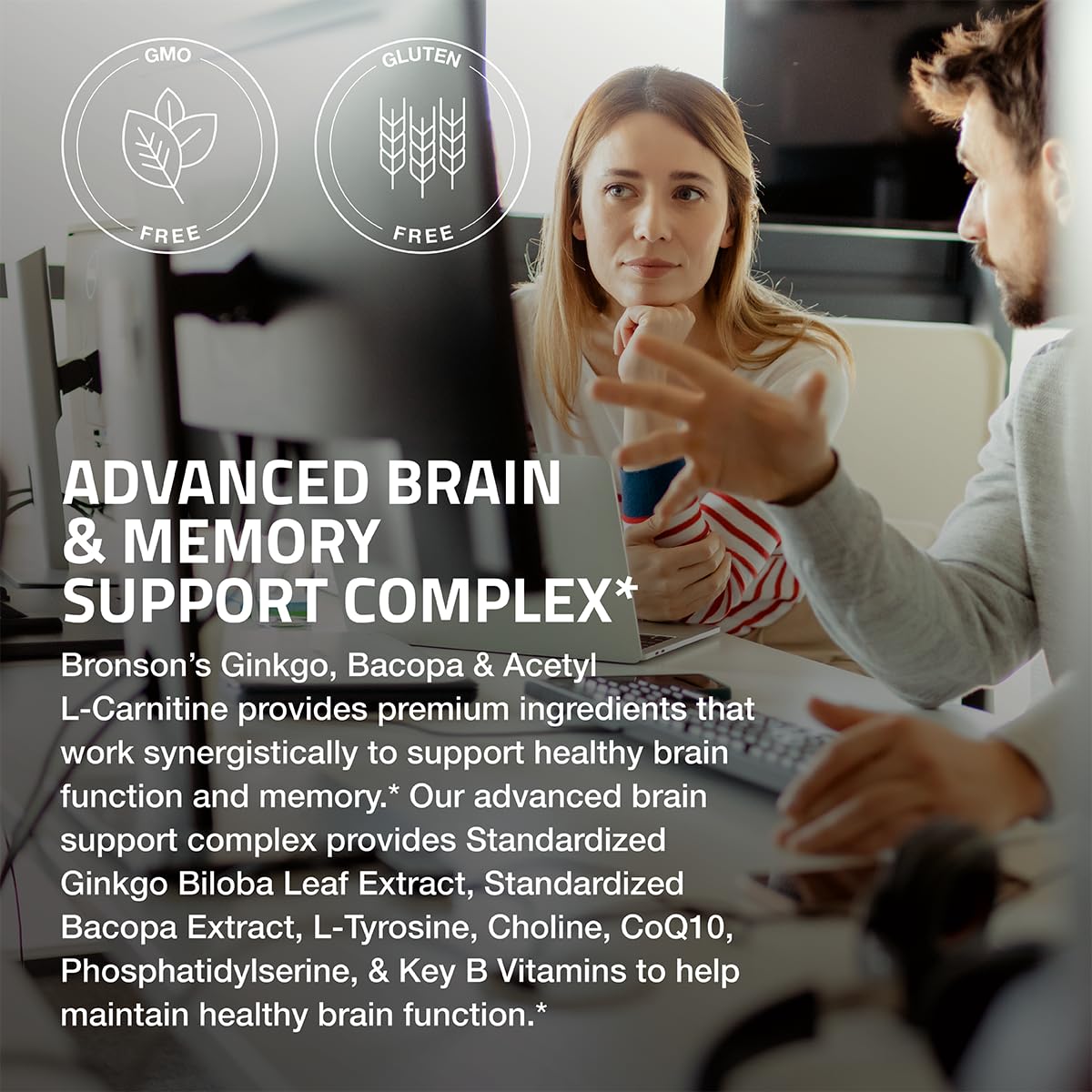 Bronson Ginkgo, Bacopa & Acetyl L-Carnitine Brain Complex, 30 Tablets — Amazon image 3