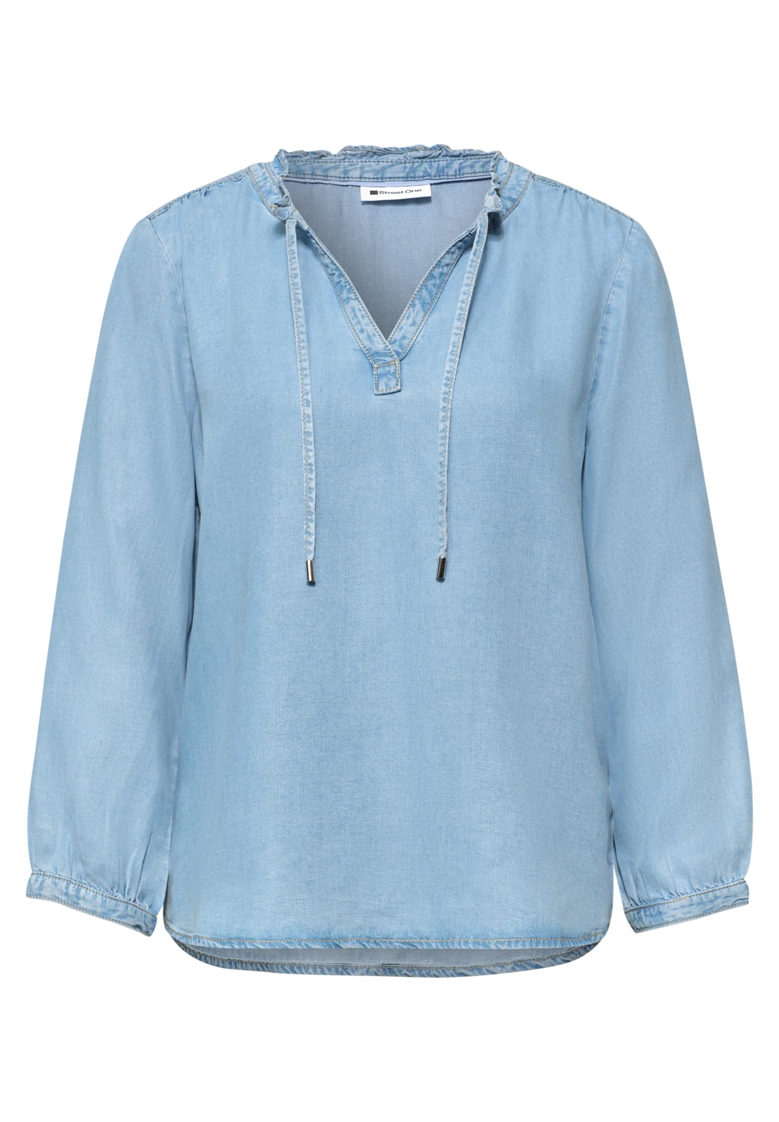 Street One 3/4-Arm Bluse mit Split Neck im Denim-Look