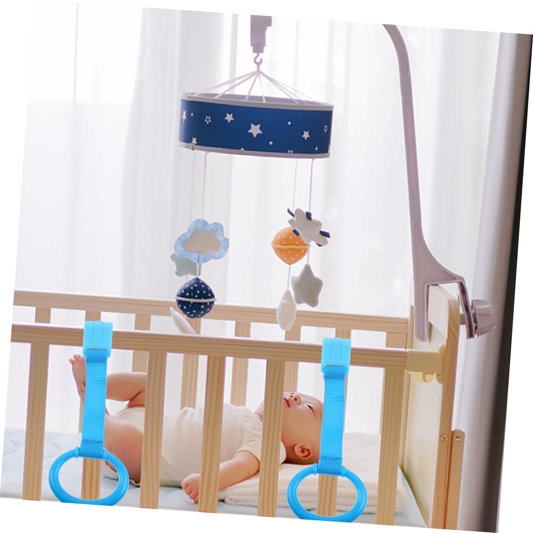 Abaodam Toddler Pull Tab 2pcs Crib Bed Hanging Rings Infants Bed Pull Ring for Exercise