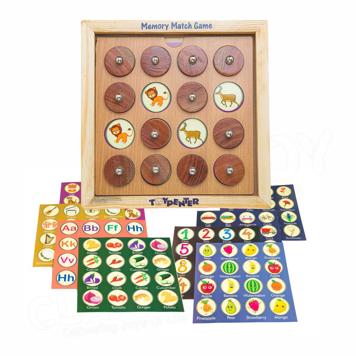 TOYPENTER Wooden Memory Matching Game/Memory Skill Game for Kids 3+ Years I Brain Games for Kids with 8 Theme Cards (B0C3H5V6CP) Amazon Price History, Amazon Price Tracker