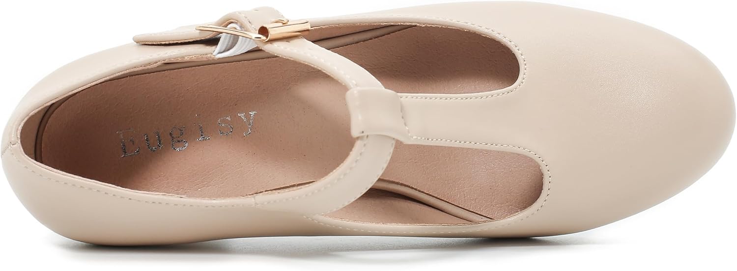 Women's Mary Jane Pumps T-Strap Block Chunky High Heels Ankle Strap Buckle Comfortable Wedding Dress Evening Party Shoes - Image 7